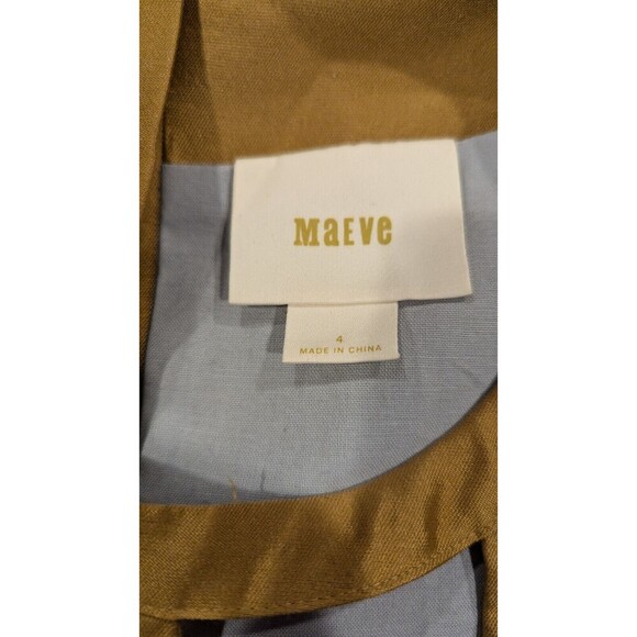 Anthropologie Maeve Chardonnay Sheen Dress Sz 4 Gold Party Silk Wool Holiday NYE - Picture 3 of 5